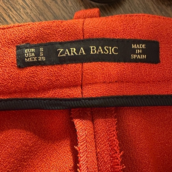 Zara Women’s Pants S Small Cropped Classic Rust Viscose - Picture 3 of 6